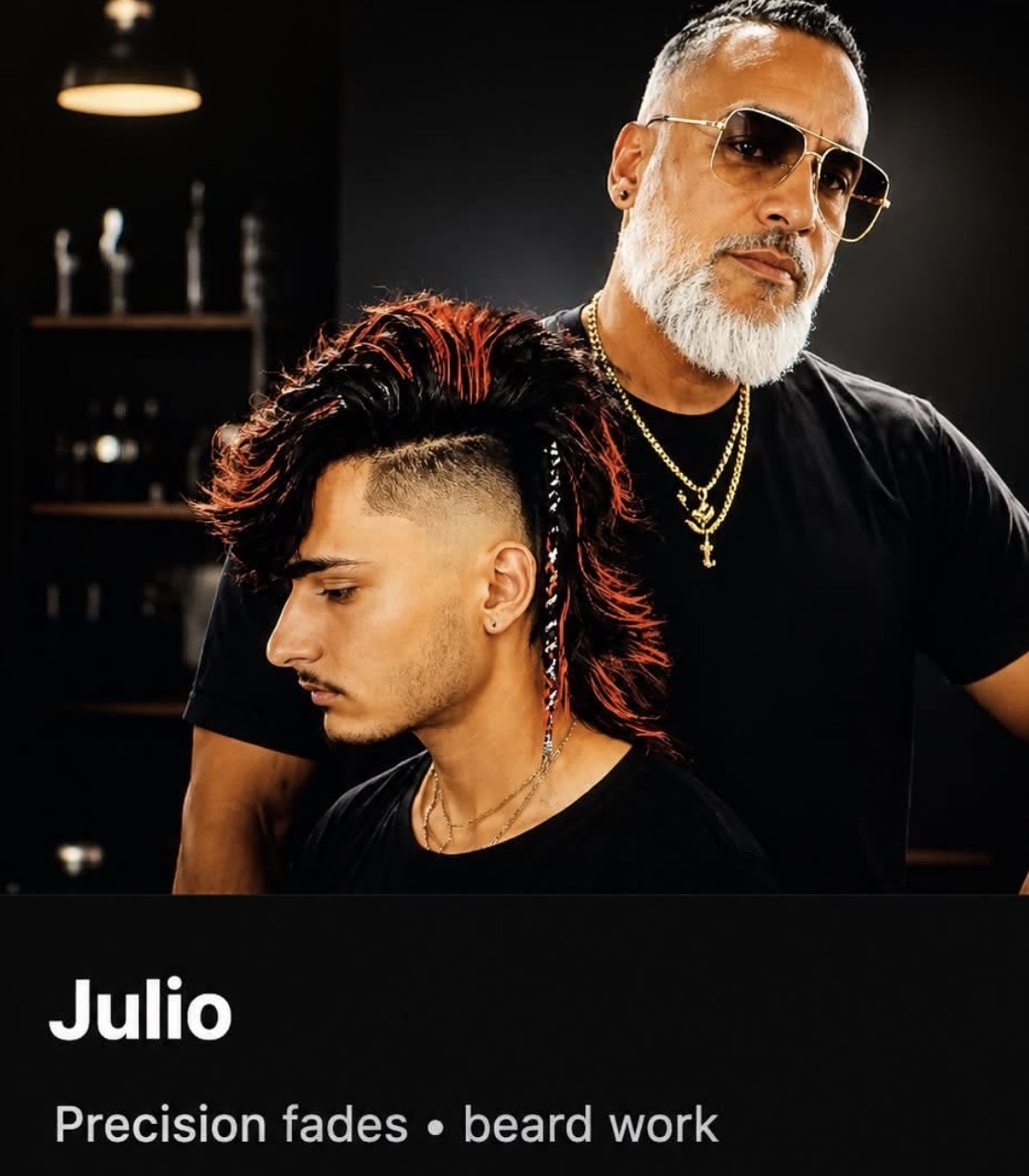 Julio of Jcuts813 with a haircut model, showcasing precision fade work in South Tampa